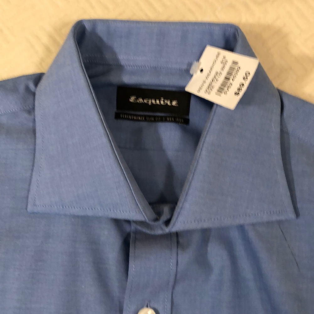 NEW Esquire Men’s 14.5 Blue Dress Shirt Slim Fit